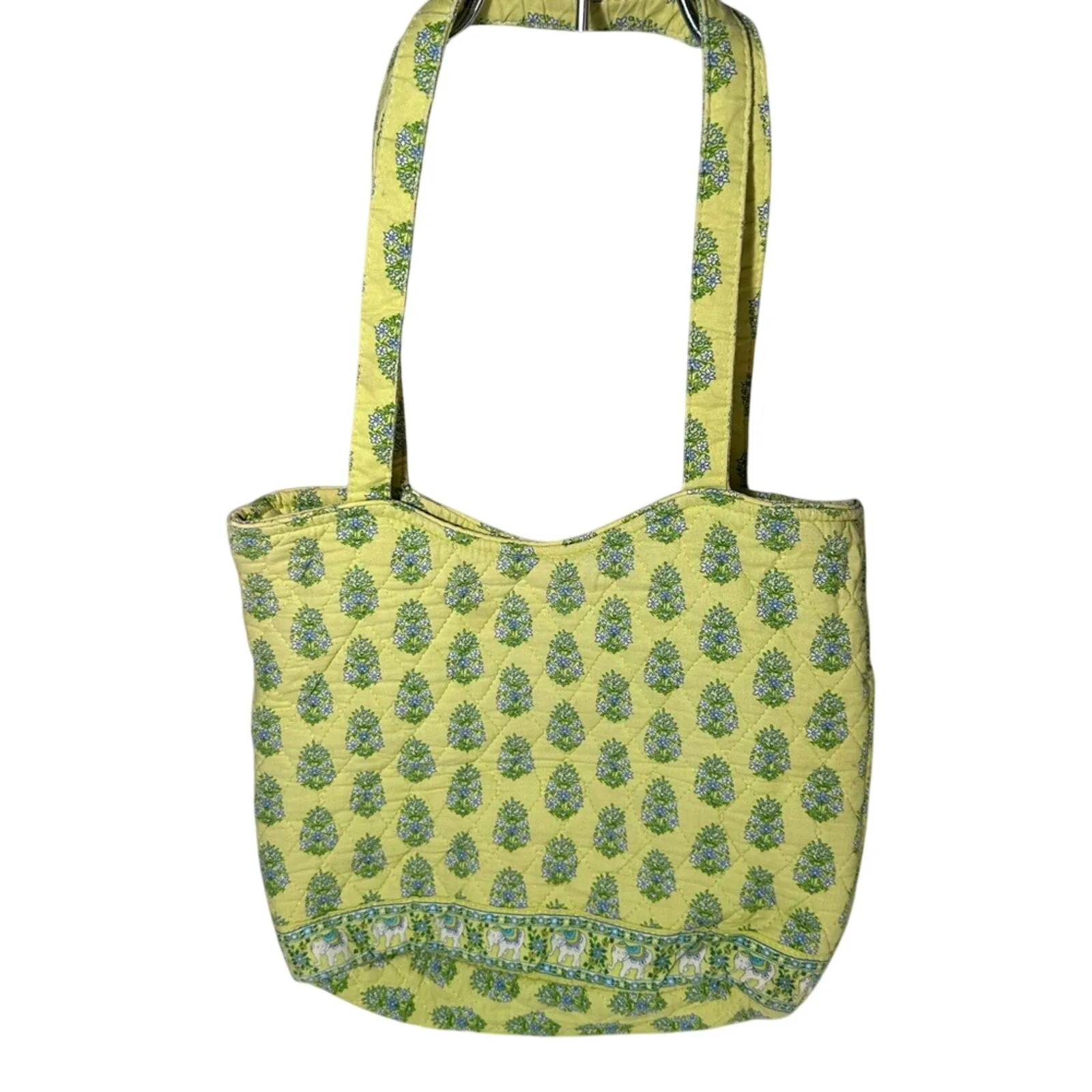 Lime Green Pineapple Patterned Tote Bag with Shoulder Straps