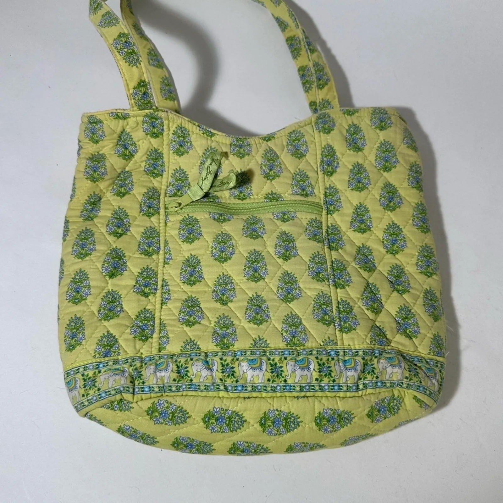Lime Green Pineapple Patterned Tote Bag with Shoulder Straps