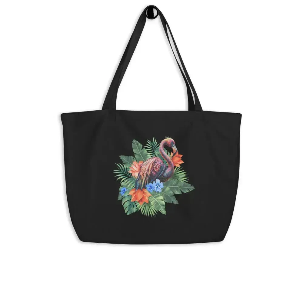 Luxury Aesthetic Floral Flamingo Tote Bag