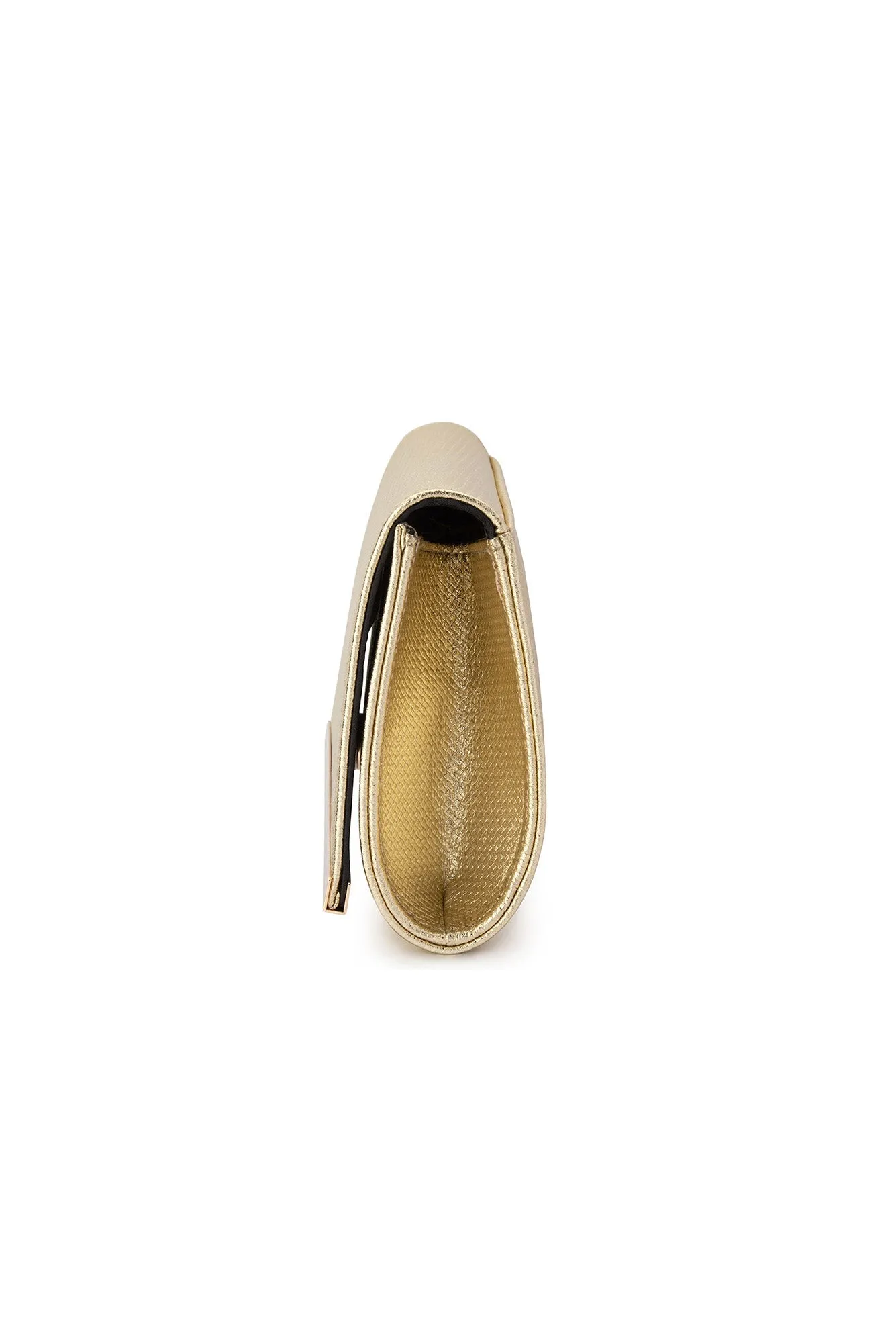 Maddie Gold Embossed Foldover Clutch