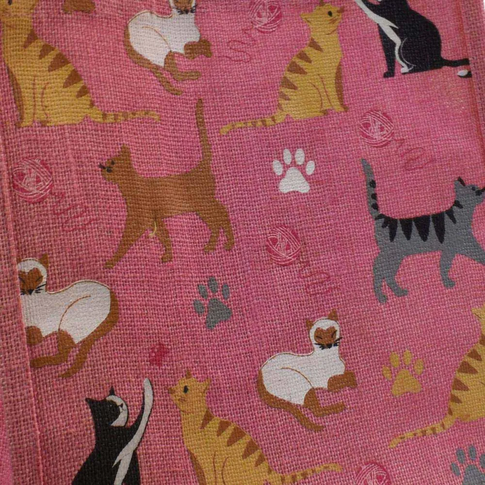 Medium Jute Shopping Bag by Shared Earth - Cats