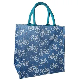 Medium Jute Shopping Bag by Shared Earth - Multi Bicycles