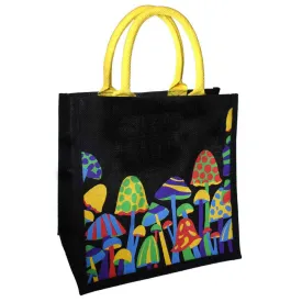 Medium Jute Shopping Bag by Shared Earth - Mushrooms