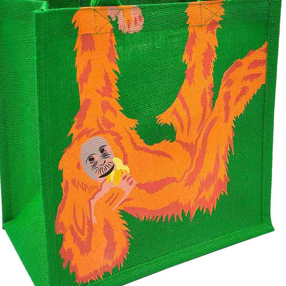 Medium Jute Shopping Bag by Shared Earth - Orangutan