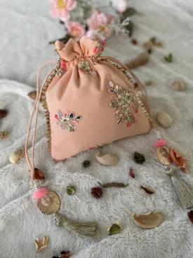 Melon Embroidered Potli Bag