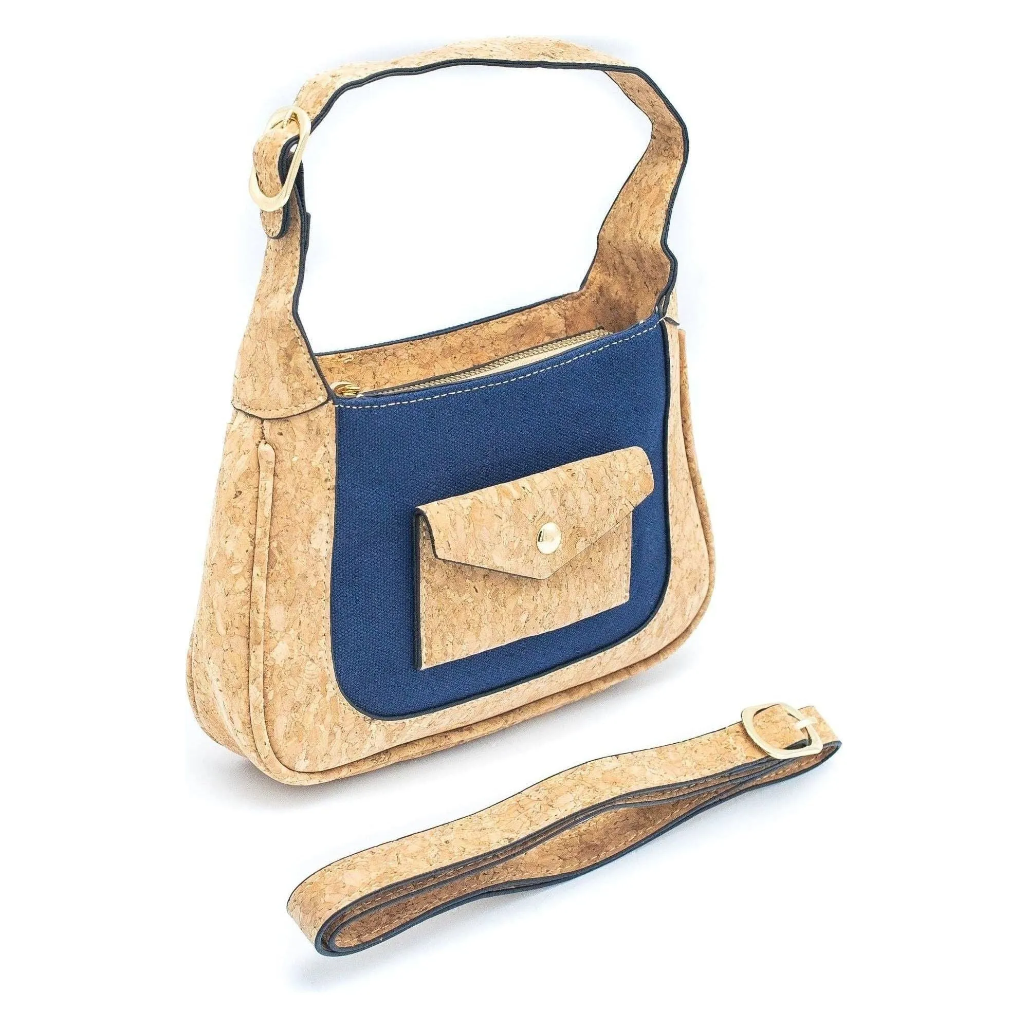 Navy Blue Envelope Cork Messenger Sling Bag, Cork from Portugal