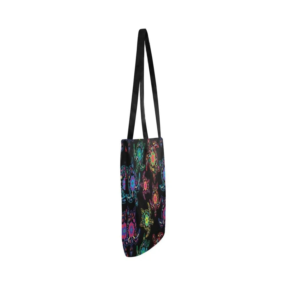 Neon Floral Turtles Reusable Shopping Bag (Two sides)