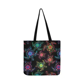 Neon Floral Turtles Reusable Shopping Bag (Two sides)