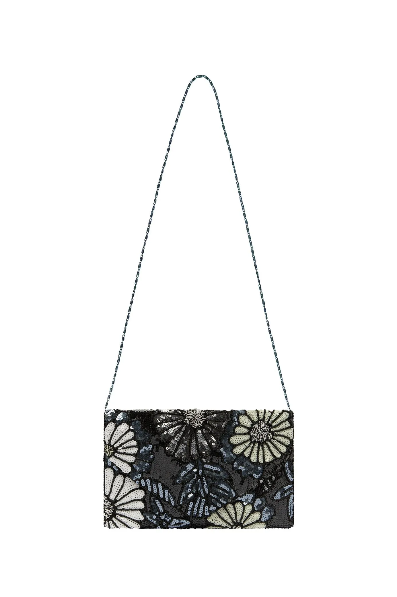 Nova Sequinned Clutch Bag Black
