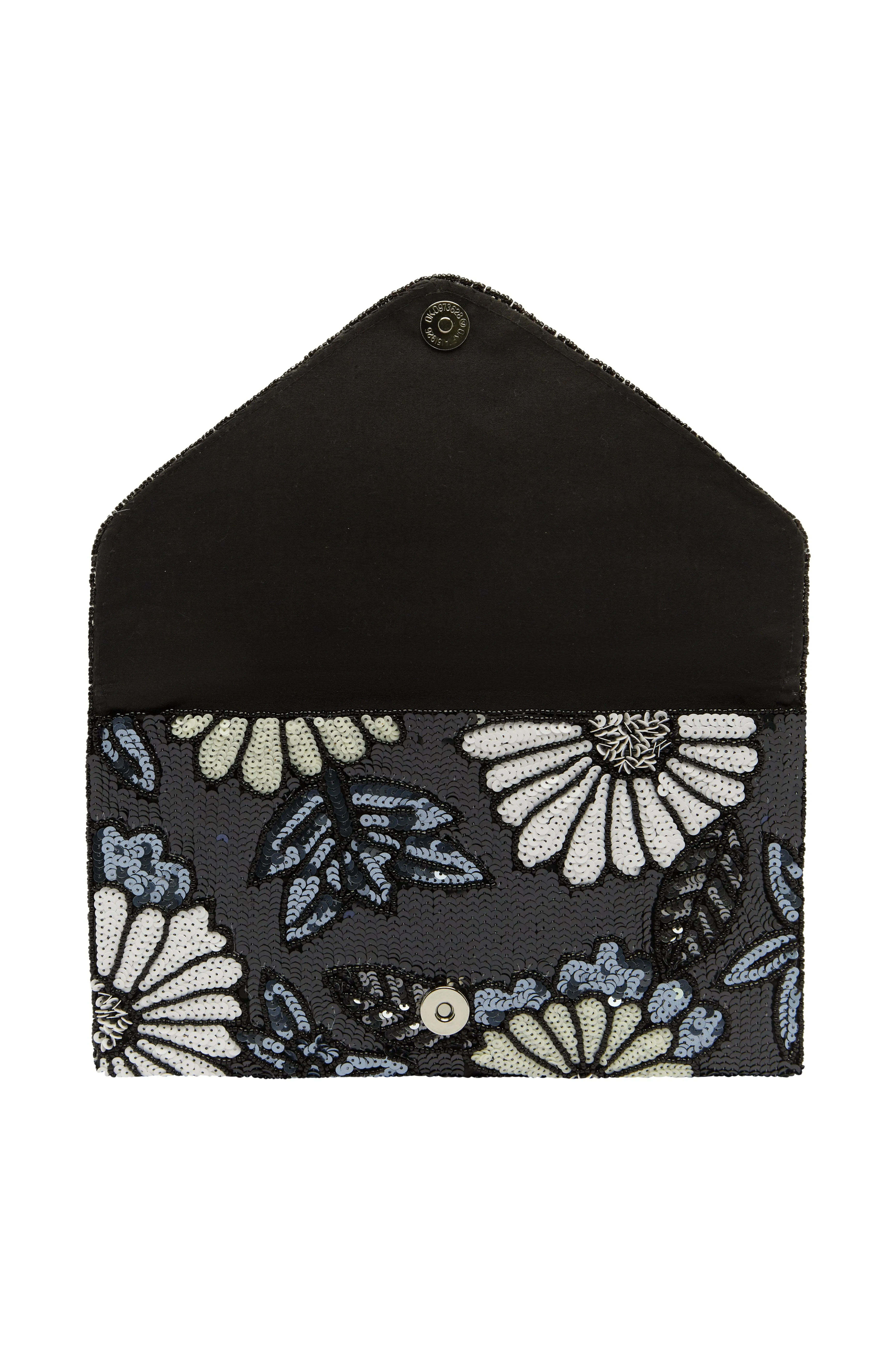 Nova Sequinned Clutch Bag Black