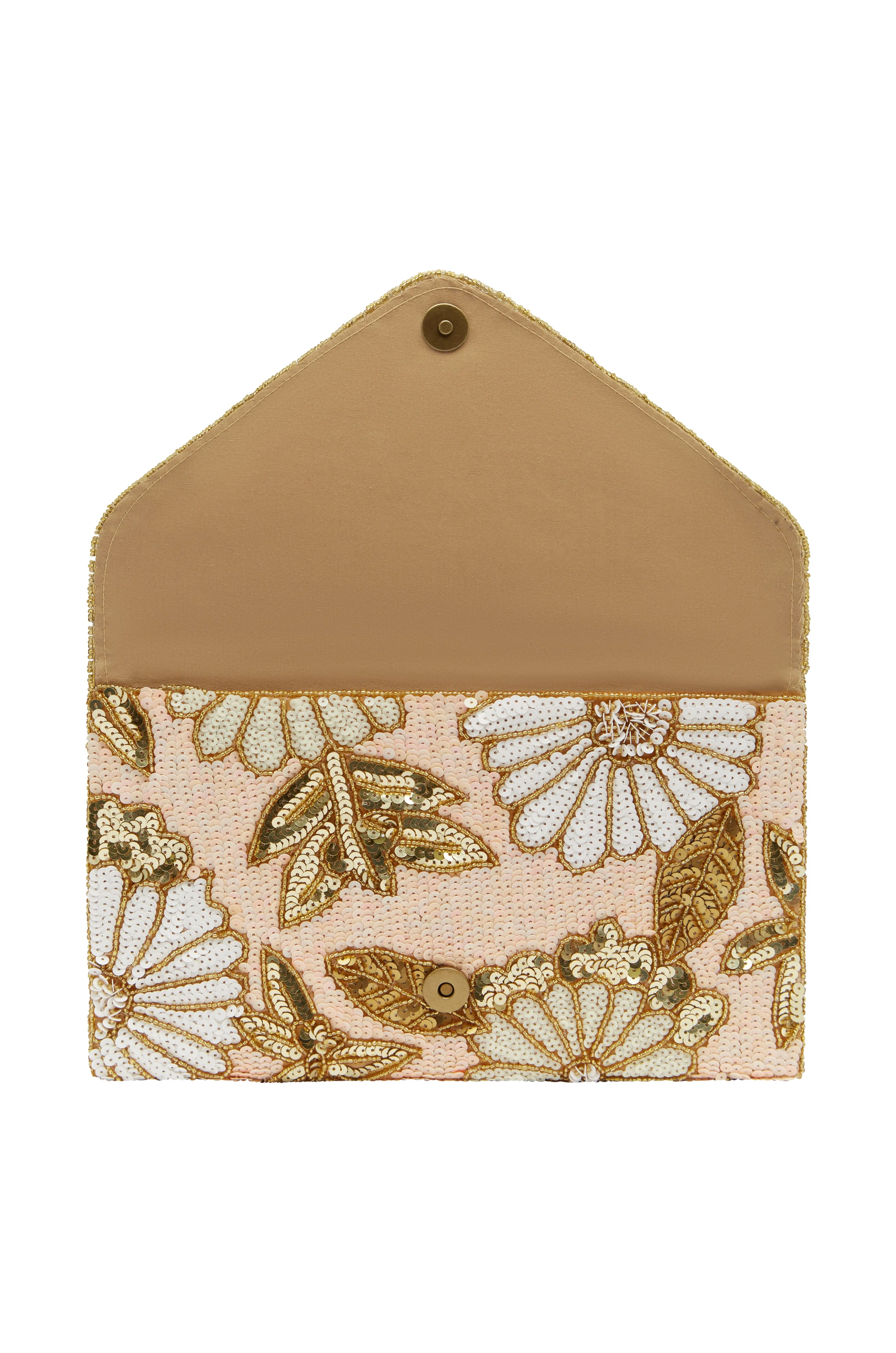 Nova Sequinned Clutch Bag Blush