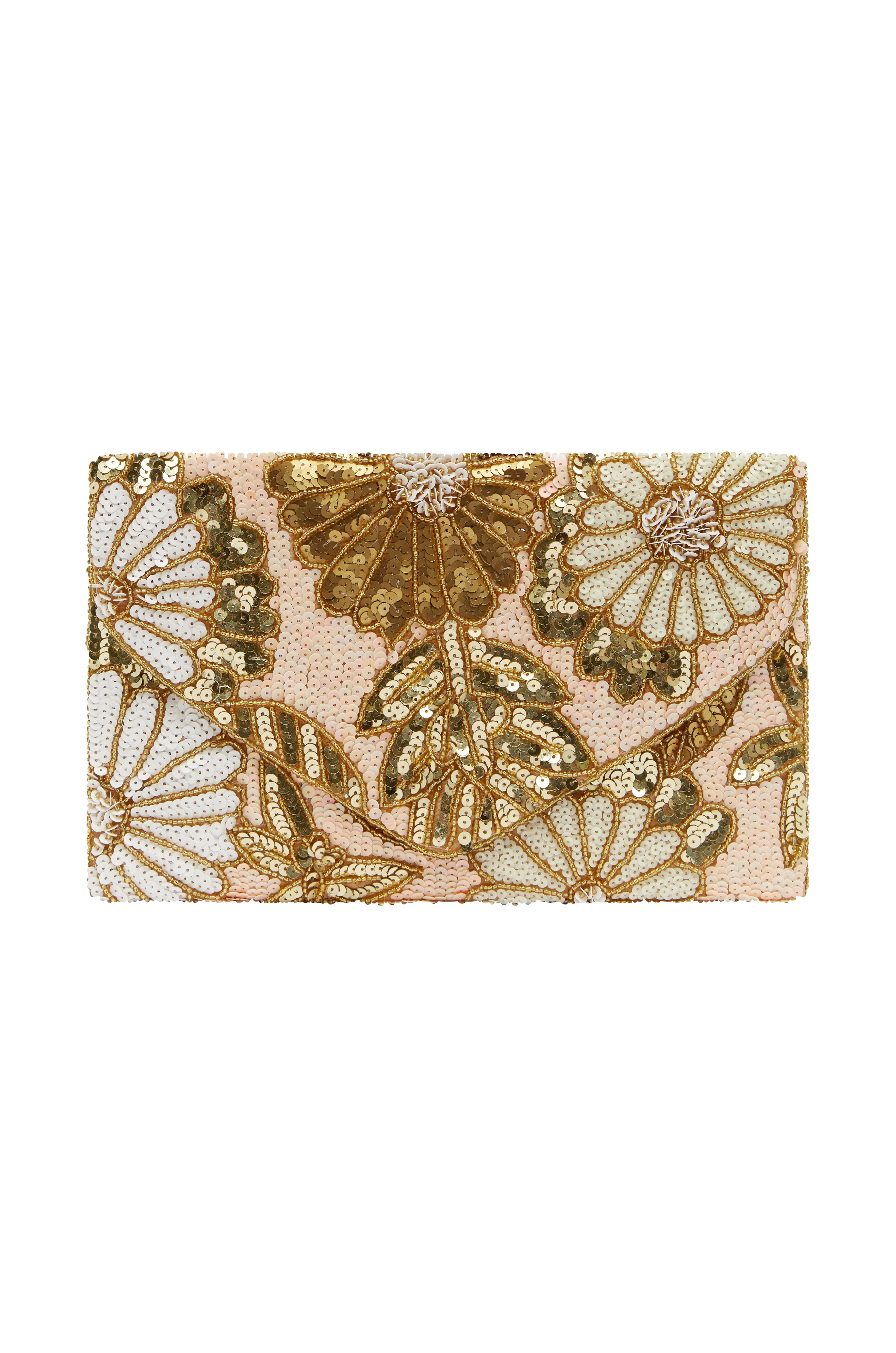 Nova Sequinned Clutch Bag Blush