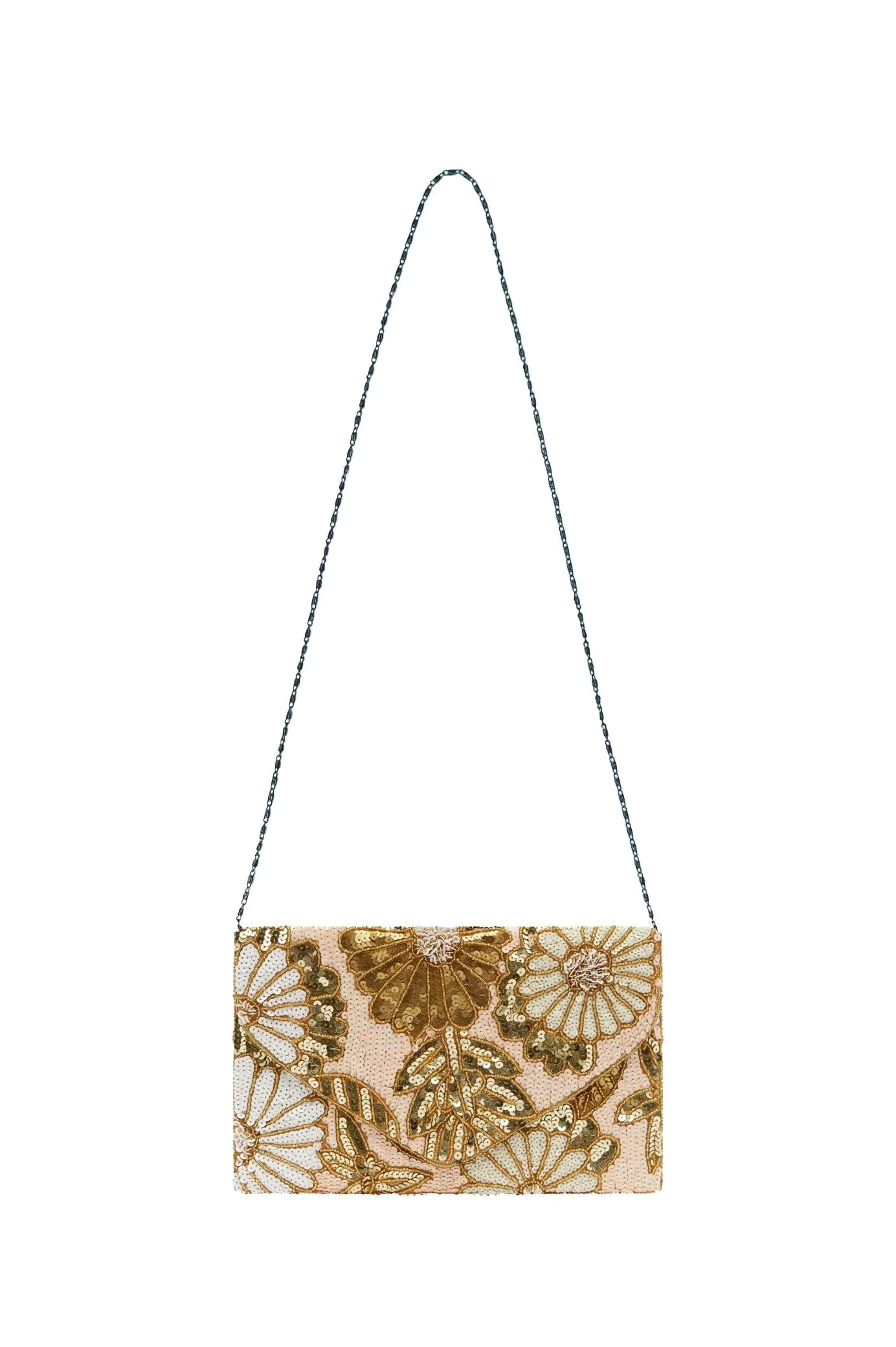 Nova Sequinned Clutch Bag Blush