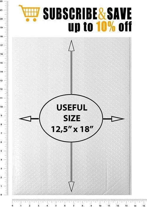 Pack of 50 White Poly Bubble Mailers 12.5 x 18 Padded Envelopes 12 1/2