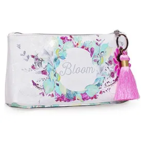 PAPAYA! Art Blooms Floral Theme Accessory Pouch Clutch Makeup Bag (10" x 5")