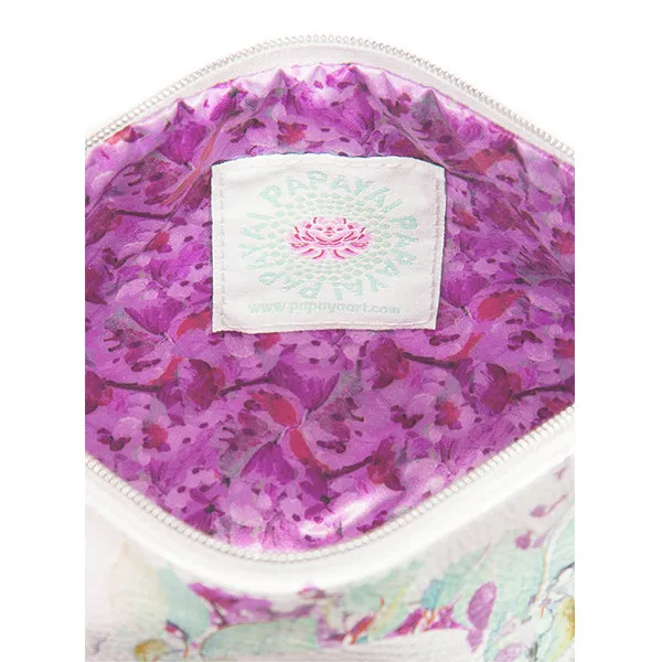 PAPAYA! Art Blooms Floral Theme Accessory Pouch Clutch Makeup Bag (10" x 5")