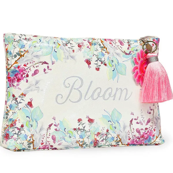 PAPAYA! Blooms Floral Large Tassel Accessory Pouch Purse