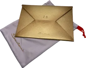 Santoni Gold Leather Envelope Clutch personalised JS
