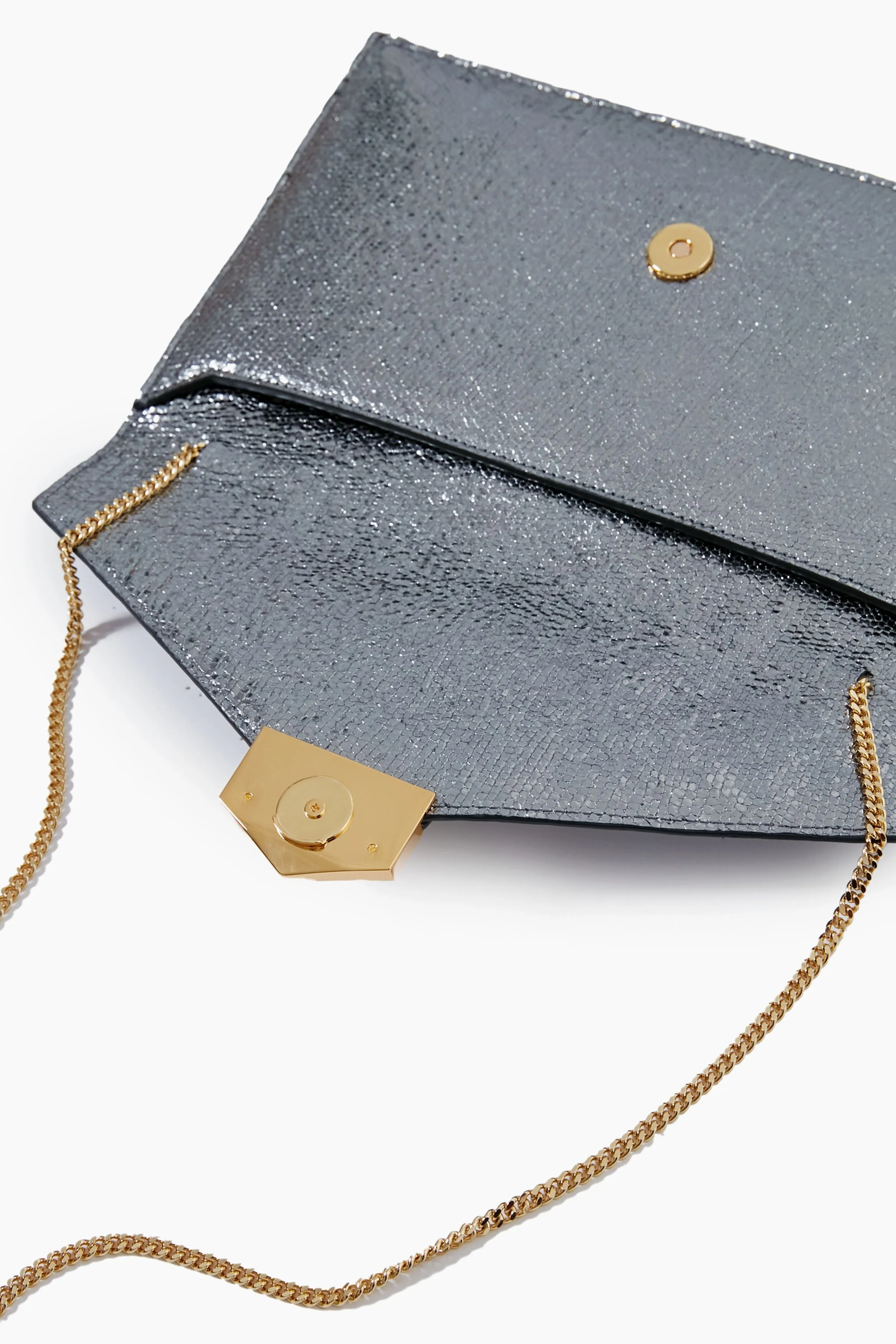Silver Metallic London Clutch