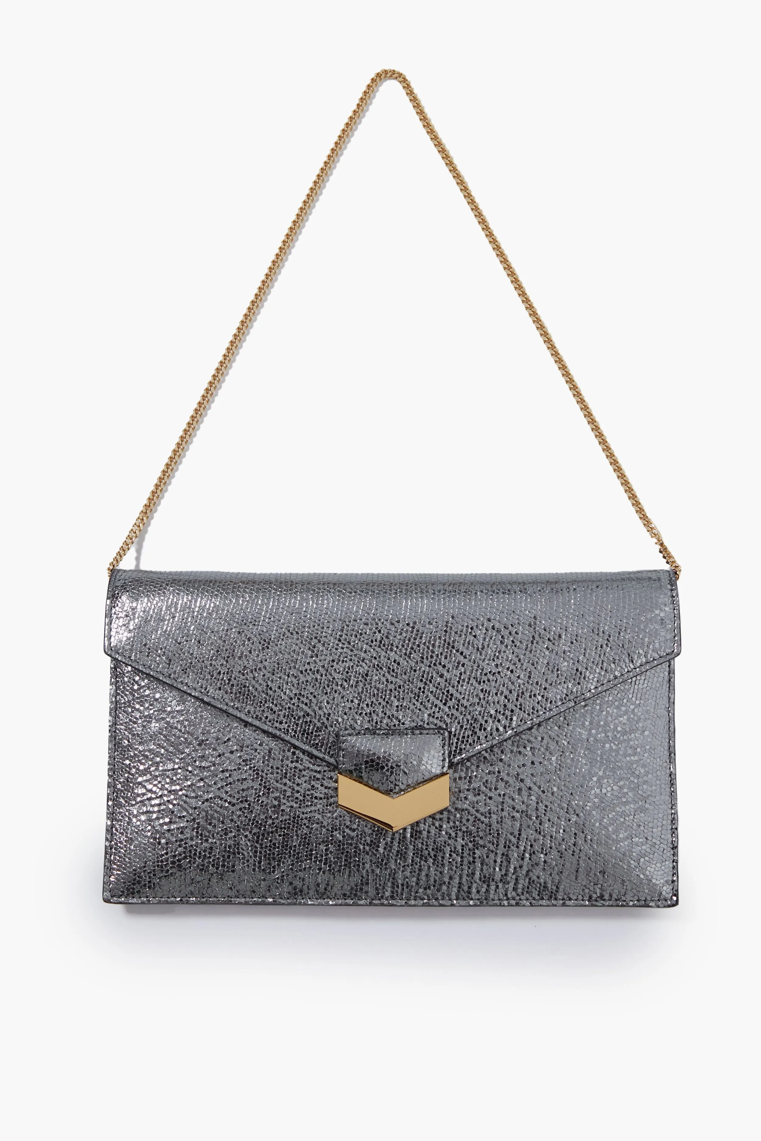 Silver Metallic London Clutch