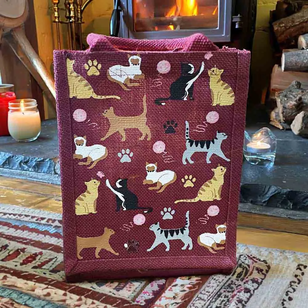 Small Jute Bag by Shared Earth - Cats