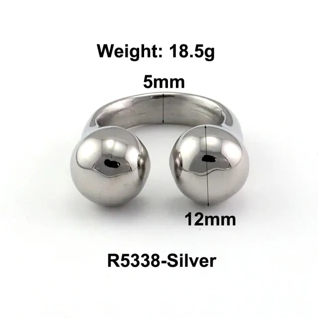 Stainless Steel Water Drop Ring Statement Metallic Texture Rings