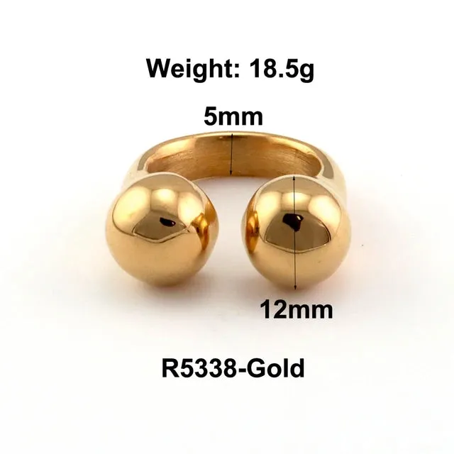 Stainless Steel Water Drop Ring Statement Metallic Texture Rings
