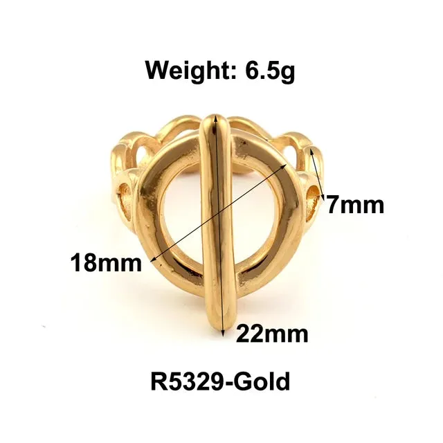 Stainless Steel Water Drop Ring Statement Metallic Texture Rings