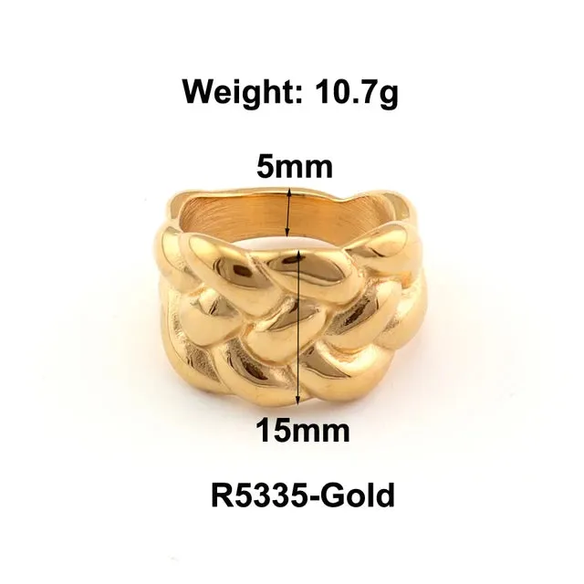 Stainless Steel Water Drop Ring Statement Metallic Texture Rings