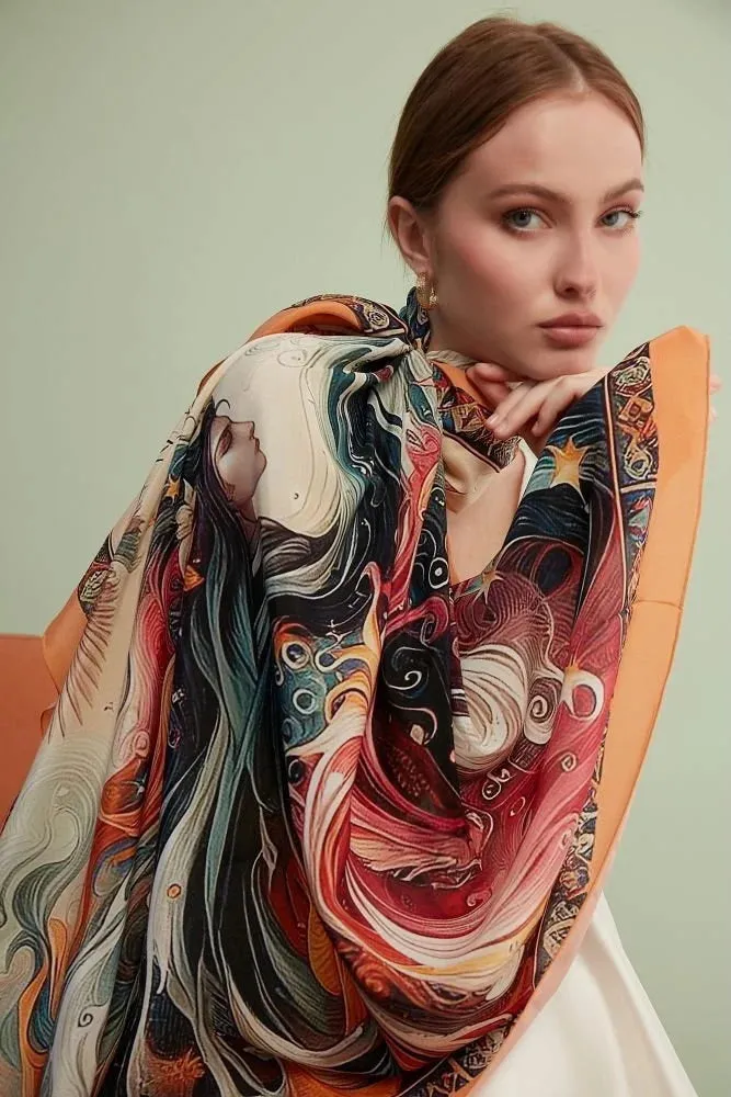 STELLA Crepe Silk Large Shawl 54" x 54" MYTHOLOGY Collection