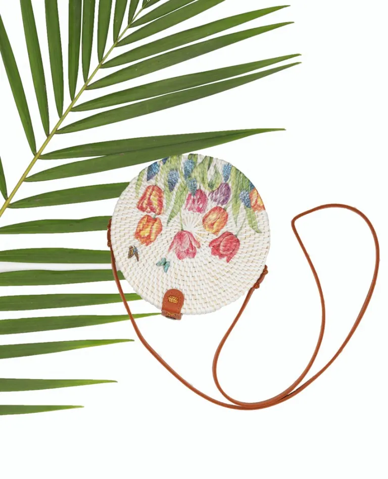 Tulip White Round Sling Bag