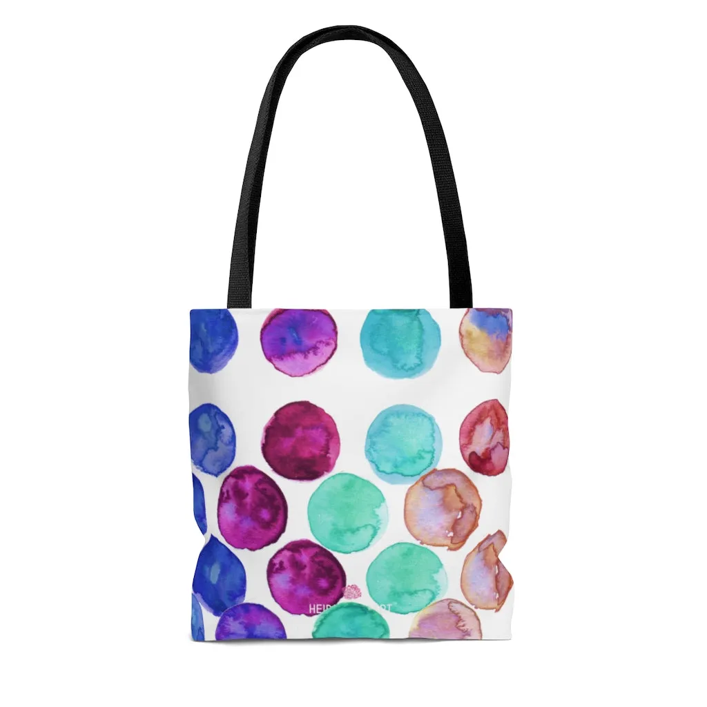 Watercolor Dots Tote Bag, Abstract Watercolor Dotted Square 13"x13", 16"x16", 18"x18" Premium Quality Market Tote Bag - Made in USA