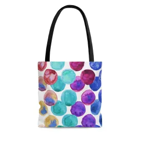 Watercolor Dots Tote Bag, Abstract Watercolor Dotted Square 13"x13", 16"x16", 18"x18" Premium Quality Market Tote Bag - Made in USA