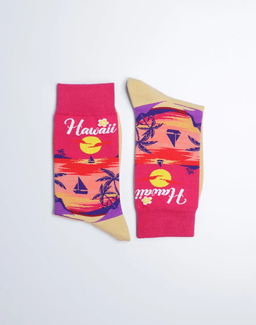 Women's Sunset Beach Hawaii Crew Socks