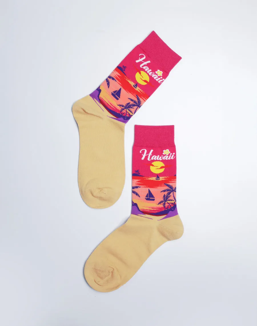 Women's Sunset Beach Hawaii Crew Socks