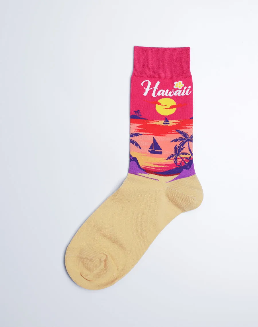Women's Sunset Beach Hawaii Crew Socks