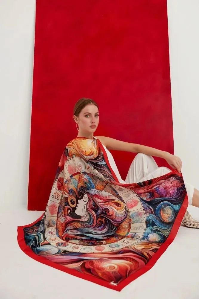 ZODIAC Crepe Silk Large Shawl 54" x 54" MYTHOLOGY Collection