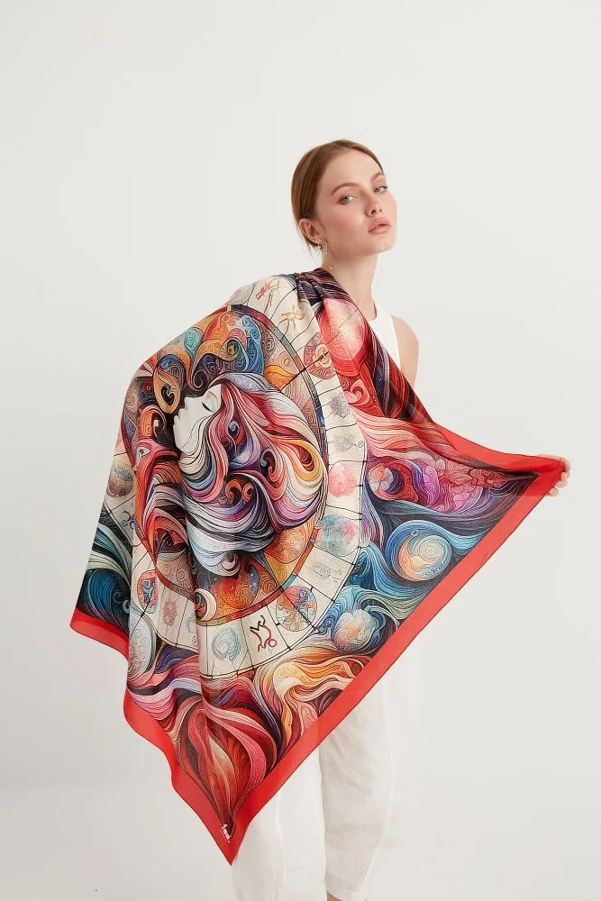 ZODIAC Crepe Silk Large Shawl 54" x 54" MYTHOLOGY Collection